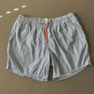 J. Crew mens blue/white geometric swim trunk